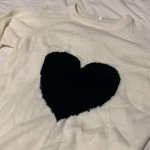 Valentines Day Sweater with Black Heart